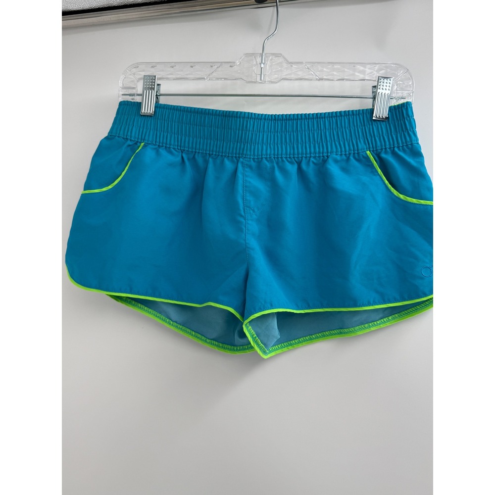 OP Ocean Pacific Y2K Blue Neon Green Dolphin Running Athletic Board Shorts M